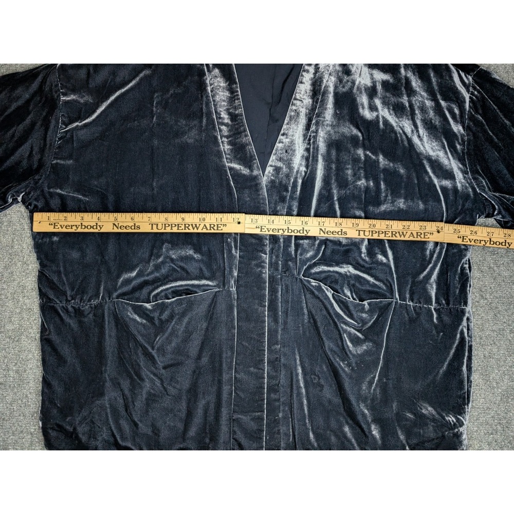 Anthropologie Women's Size XS Esme Blue Velvet Open Kimono Oversized Cardigan - Picture 7 of 11